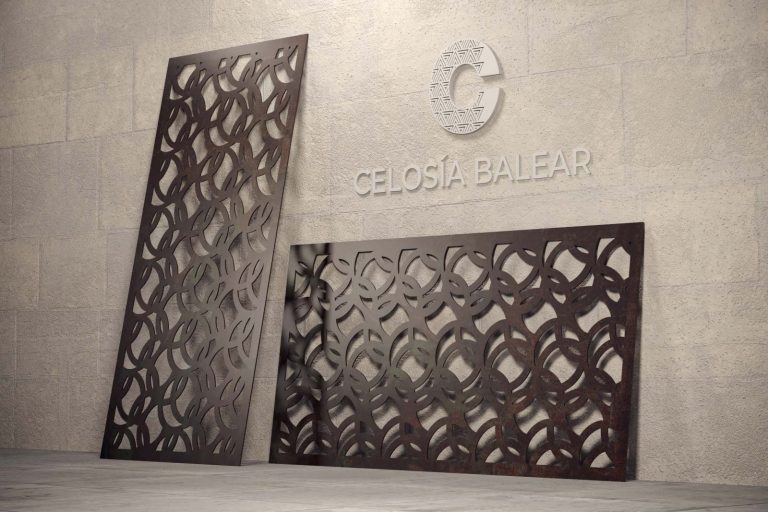 Diseño de círculos en placa de celosía metálica