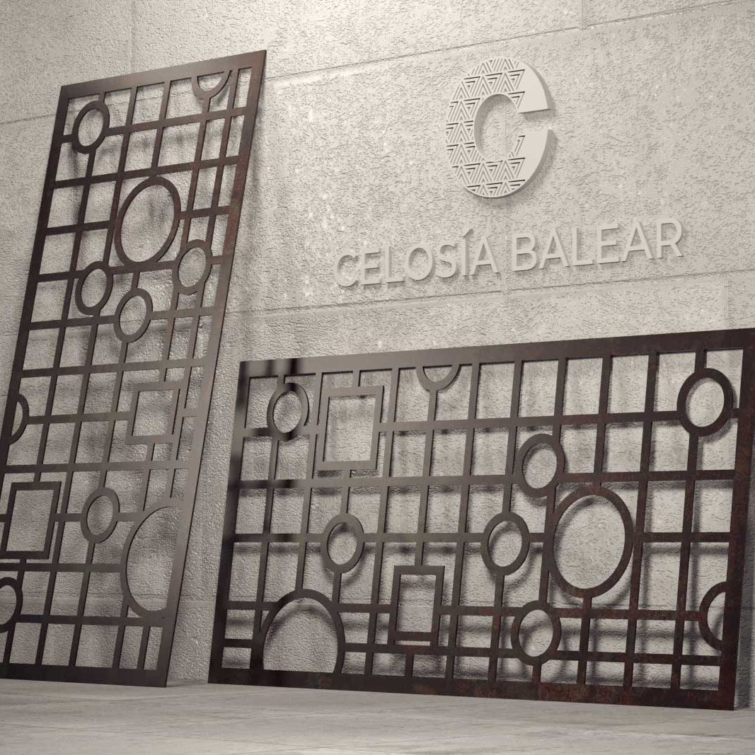 Celosía Balear- Modelo-V-01 círculos cortados con láser para una placa de celosía